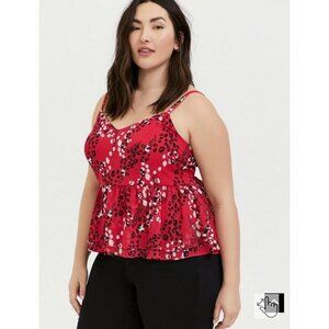Torrid Size 4 Fuchsia Pink Peplum Chiffon Midi Cami